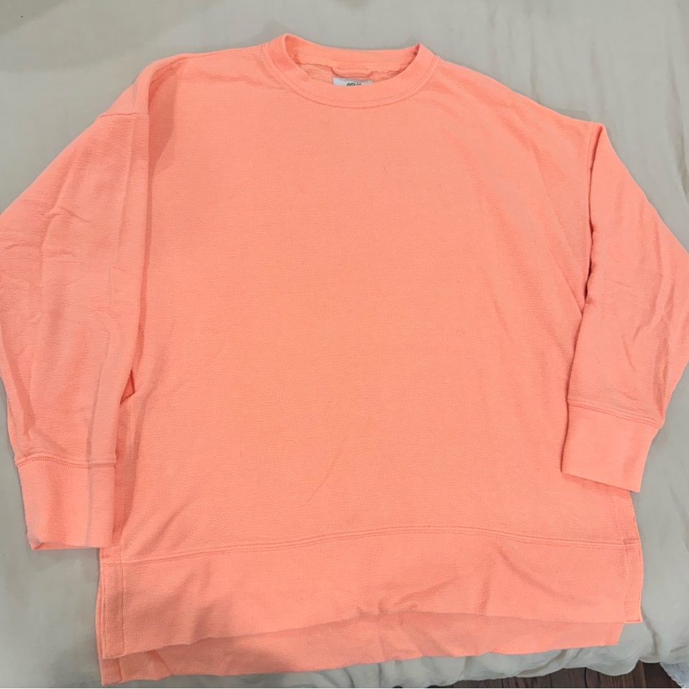 Aerie Women’s Neon Orange Crewneck Terry Sweatshirt
